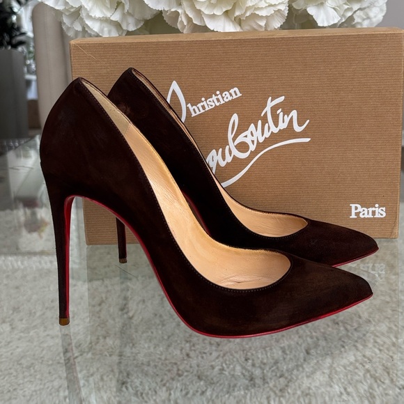Christian Louboutin Shoes - Authentic Christian Louboutin Pigalle Follies Women Brown Suede Stiletto Heels